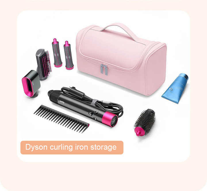 NNEDSZ Black Portable PU Storage Bag for Hair Curlers, Hair Dryers, and Styling Tools(Hair dryers, etc. are shooting props and are not included in the product)